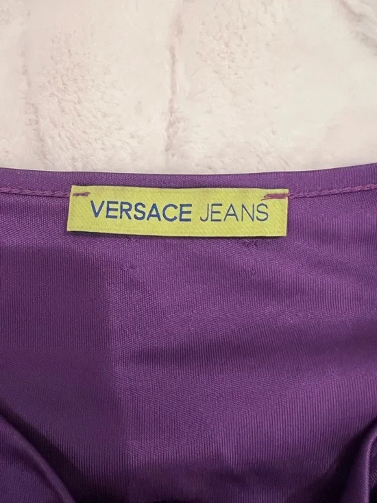 Versace Jeans Purple Draped Long Sleeve Shirt | US SZ 10 | Preowned | - Picture 11 of 11
